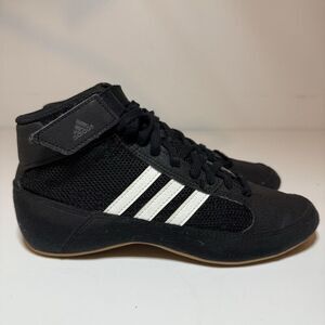 Adidas HVC K Wrestling Shoes Boys Youth Size 4 Black White Gum AQ3327